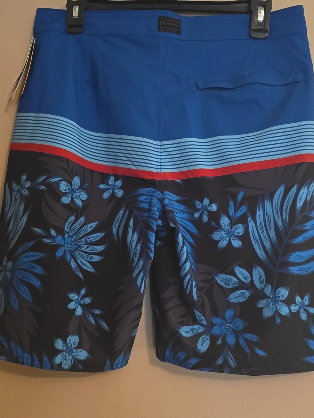 New Burnside Men's Size 30 Blue‎ Floral Stripe Board Shorts